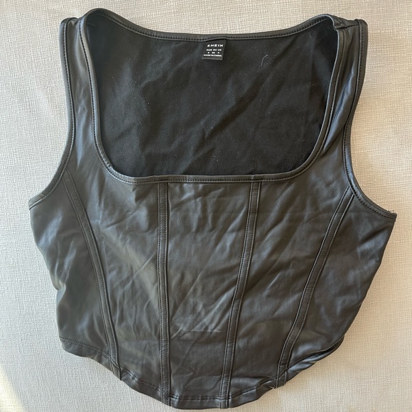 Tops - Faux leather corset tank top